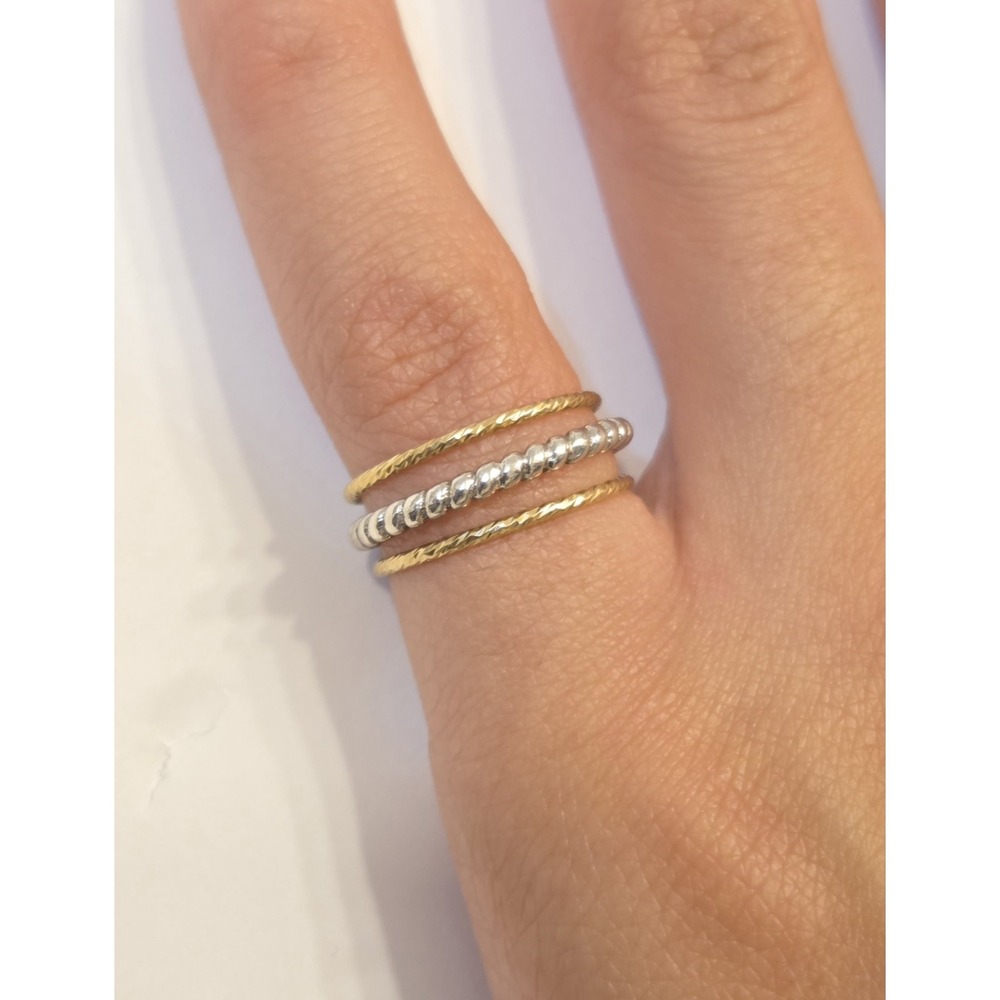 14k Yellow Gold & Sterling Silver Stackable Rings Set Size 4 Pinky Rings